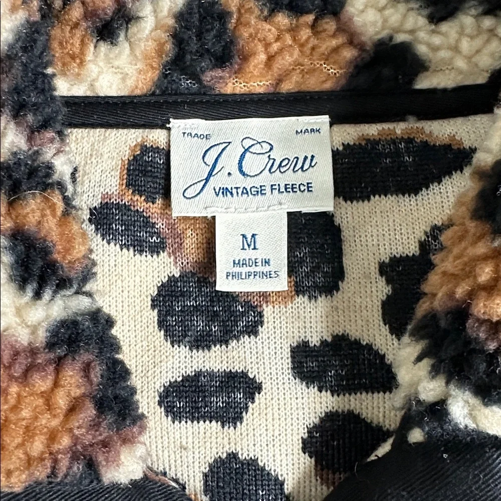 J. Crew Leopard Sherpa Snap-Front Pullover